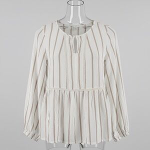 Fever Cream Blouse with Brown Stripes